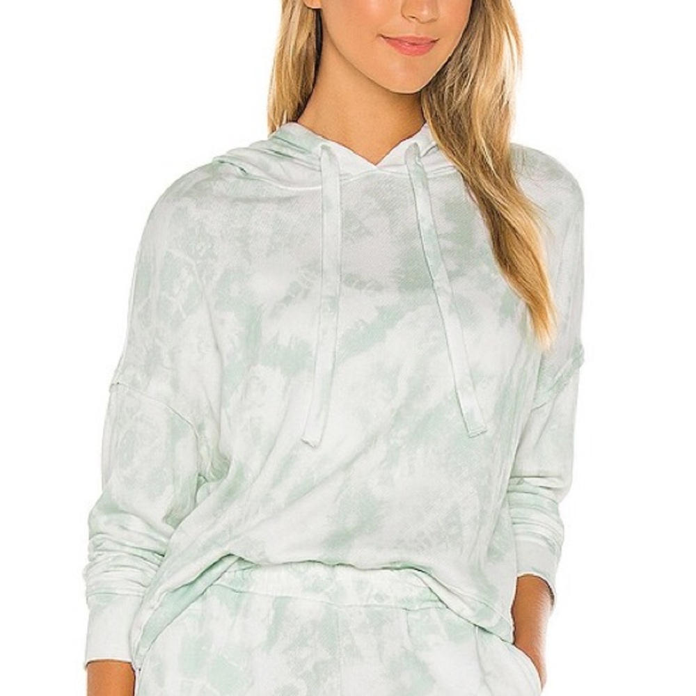 NWT Rails Nico Mint Green Tie Dye Print Cropped Hoodie Sweatshirt - XS +